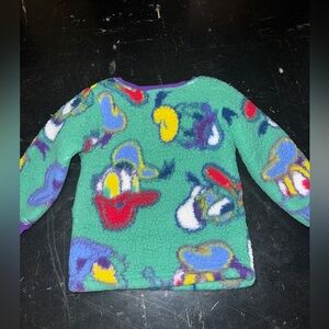 Disney Parks Donald Print Multi Color Sherpa Fleece Pullover Sweater Size XXS